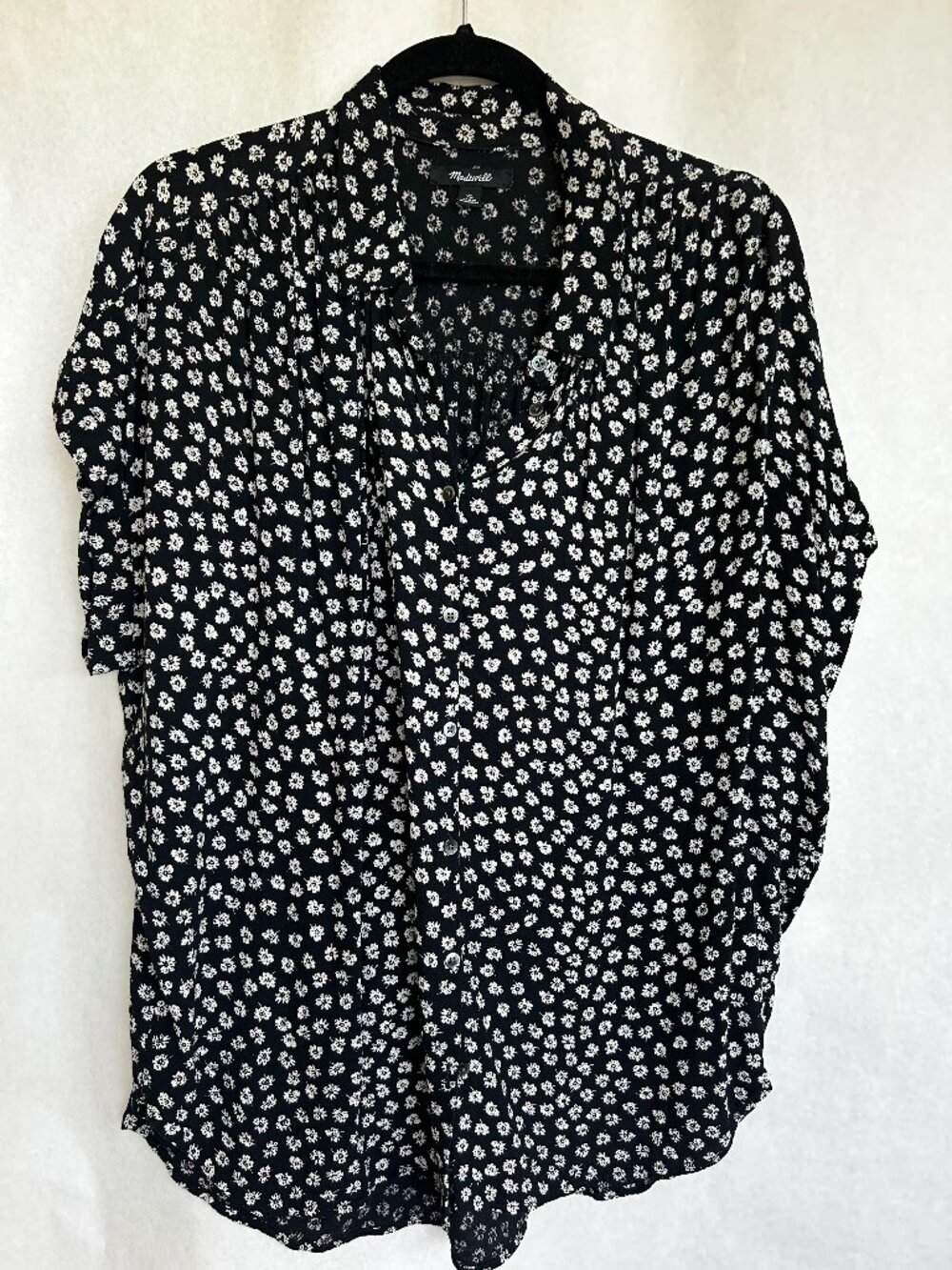 Madewell Black Floral Print Button-Down Shirt